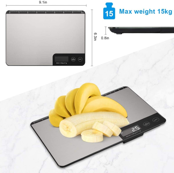 GMM 15Kg/1g Digital Electronic Food Weighing Kitchen Scale