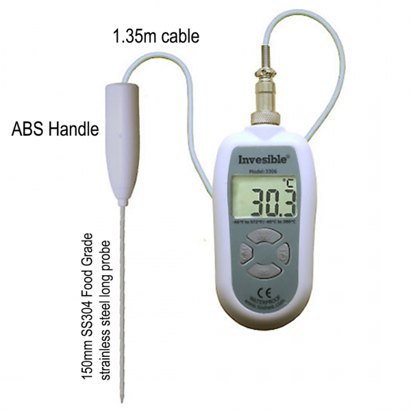 Invesible 3306 Digital handheld Thermometer with 150mm long SS304 probe
