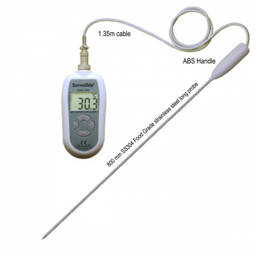 Invesible 3306 Digital handheld Thermometer with 800mm long SS304 probe