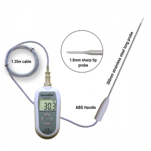 Invesible 3306 Digital handheld Thermometer 300mm long SS304 probe 1.8mm sharp point