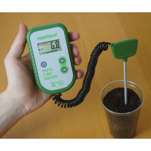 Rapitest Digital 3-Way Soil pH, Temp & Fertility Analyzer (152mm Probe)