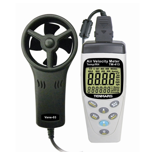 Tenmars TM-413 Air Velocity Meter, Temperature & Humidity (45mm Vane)