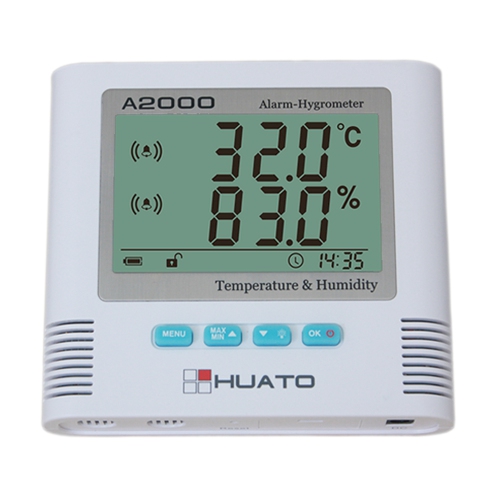 Huato A2000-TH Desktop Wall Mounted LCD Alarm Hygro-Thermometer (Accuracy: ±0.5℃)