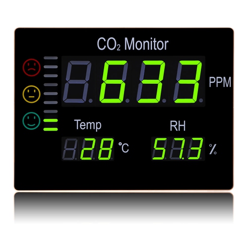 Hti HT-2008 Wall Mount Air Quality 3" LED Carbon Dioxide (CO2) Monitor (390x292)