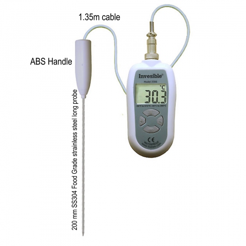 Invesible 3306 Digital handheld Thermometer with 200mm long SS304 probe