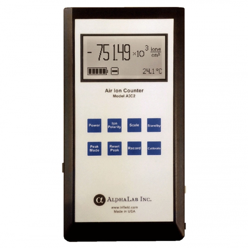 AlphaLab AIC2-R1 Air Ion Counter  +/- Air Ions Densities with Protection Case, Dual-Range: 2 million /10 (ions/cc), 200 million /100 (ions/cc)