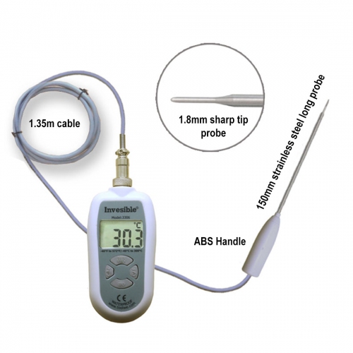 Invesible 3306 Digital handheld Thermometer 150mm long SS304 probe 1.8mm sharp point